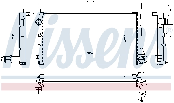 Radiateur, refroidissement du moteur NISSENS 606345