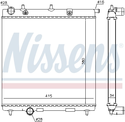 Radiateur, refroidissement du moteur NISSENS 63505