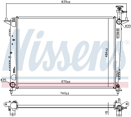 Radiateur, refroidissement du moteur NISSENS 666225