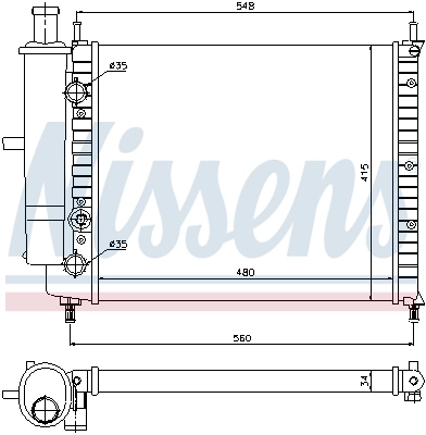 Radiateur, refroidissement du moteur NISSENS 61808