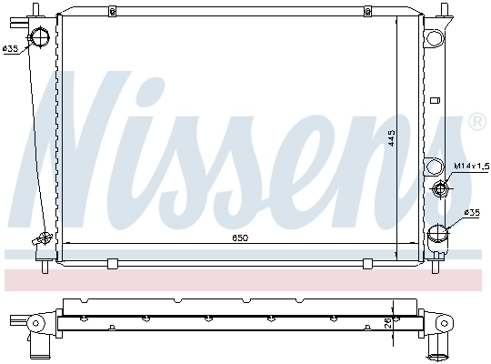 Radiateur, refroidissement du moteur NISSENS 67039
