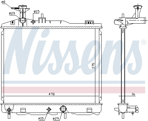 Radiateur, refroidissement du moteur NISSENS 628982