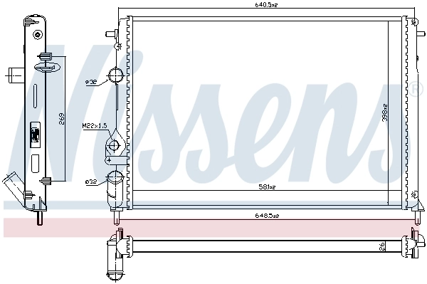 Radiateur, refroidissement du moteur NISSENS 63877