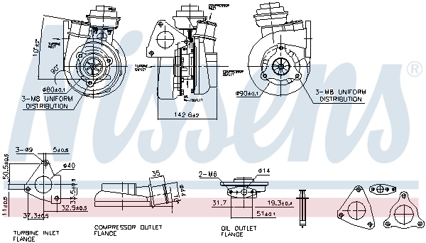Turbocompresseur, suralimentation NISSENS 93229
