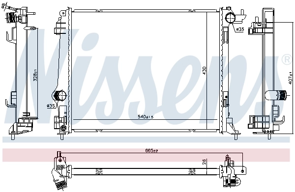 Radiateur, refroidissement du moteur NISSENS 606761