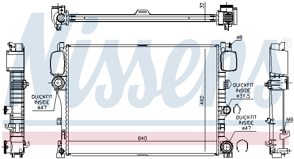 Radiateur, refroidissement du moteur NISSENS 627025