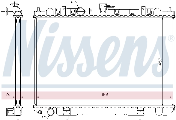 Radiateur, refroidissement du moteur NISSENS 68705A
