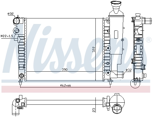 Radiateur, refroidissement du moteur NISSENS 63522