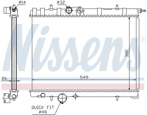 Radiateur, refroidissement du moteur NISSENS 63697