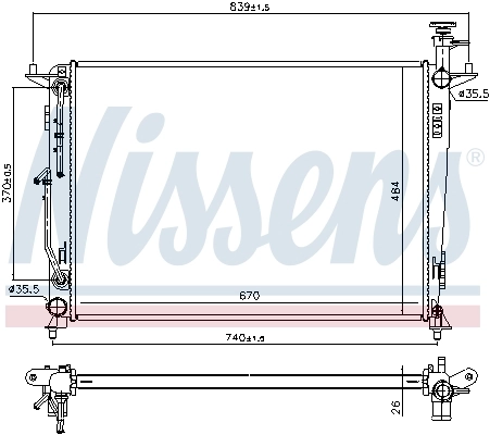 Radiateur, refroidissement du moteur NISSENS 666224
