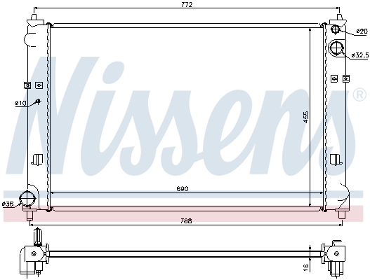 Radiateur, refroidissement du moteur NISSENS 62468