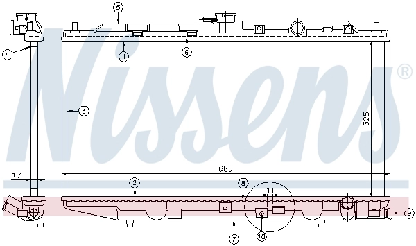 Radiateur, refroidissement du moteur NISSENS 62256