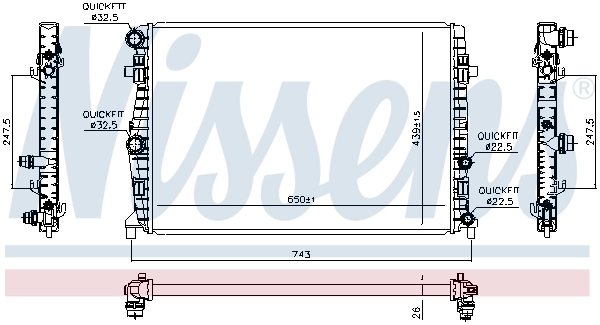 Radiateur, refroidissement du moteur NISSENS 606723