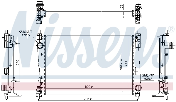 Radiateur, refroidissement du moteur NISSENS 617868