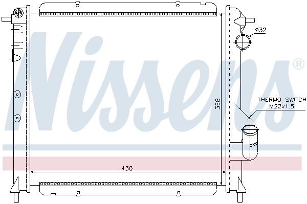 Radiateur, refroidissement du moteur NISSENS 63892