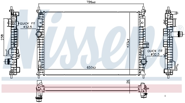 Radiateur, refroidissement du moteur NISSENS 606342