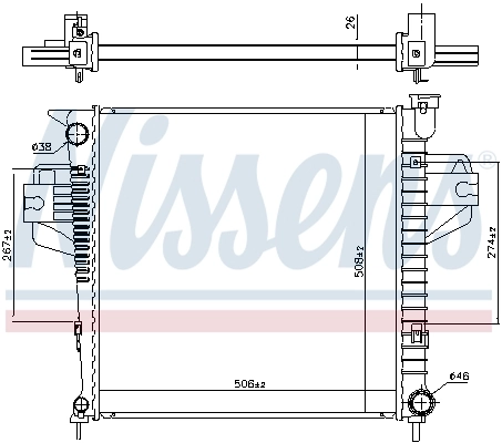 Radiateur, refroidissement du moteur NISSENS 606555