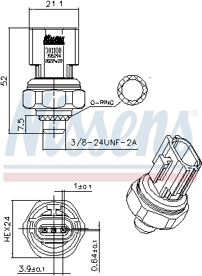 Pressostat, climatisation NISSENS 301100