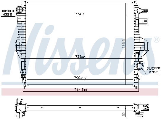 Radiateur, refroidissement du moteur NISSENS 65297