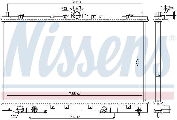 Radiateur, refroidissement du moteur NISSENS 628975