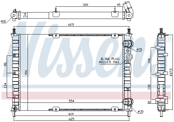 Radiateur, refroidissement du moteur NISSENS 61879A
