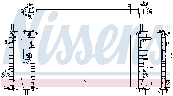 Radiateur, refroidissement du moteur NISSENS 69237
