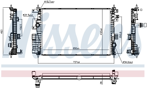 Radiateur, refroidissement du moteur NISSENS 607180