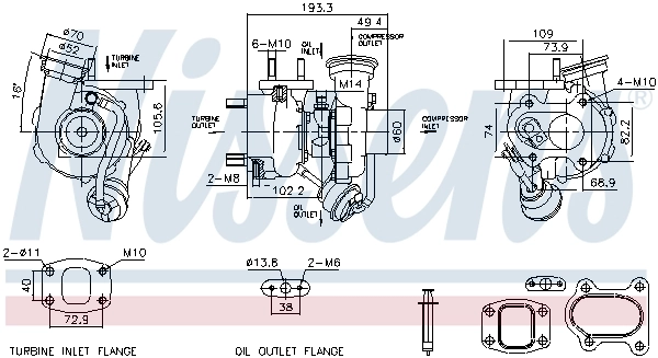 Turbocompresseur, suralimentation NISSENS 93784