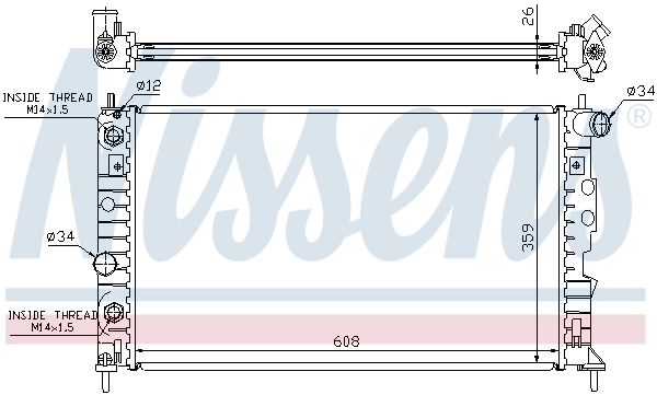 Radiateur, refroidissement du moteur NISSENS 68003A