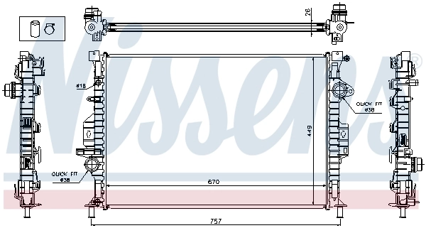Radiateur, refroidissement du moteur NISSENS 65615A