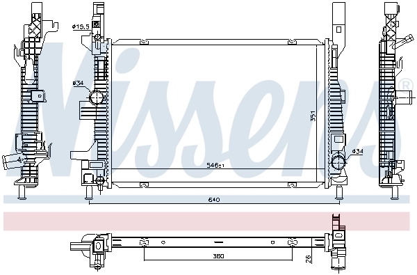 Radiateur, refroidissement du moteur NISSENS 606033