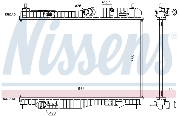 Radiateur, refroidissement du moteur NISSENS 66858