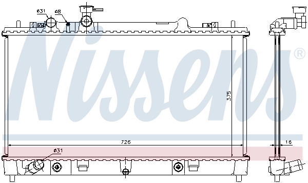 Radiateur, refroidissement du moteur NISSENS 68508