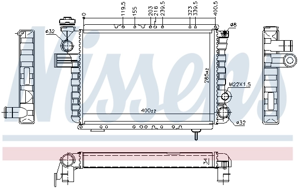 Radiateur, refroidissement du moteur NISSENS 63770