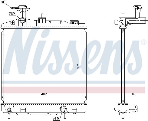 Radiateur, refroidissement du moteur NISSENS 628988