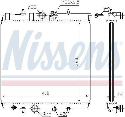 Radiateur, refroidissement du moteur NISSENS 63691