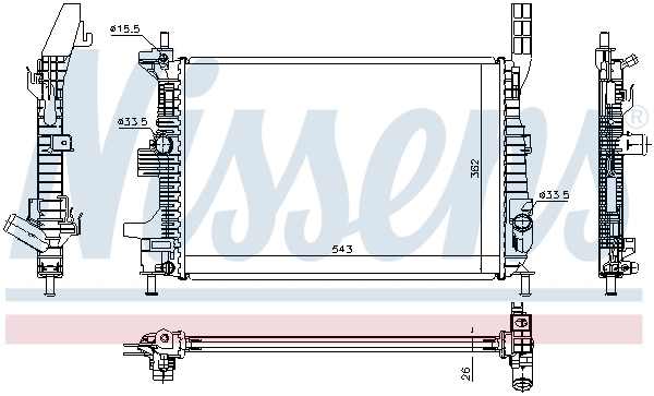 Radiateur, refroidissement du moteur NISSENS 66860
