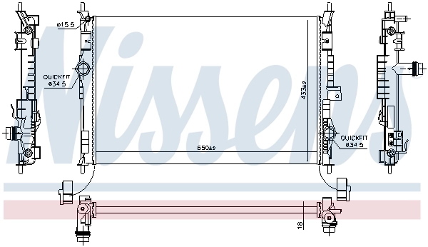 Radiateur, refroidissement du moteur NISSENS 636014