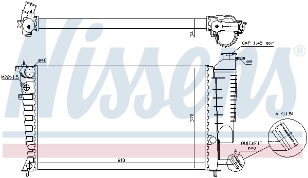 Radiateur, refroidissement du moteur NISSENS 61318A