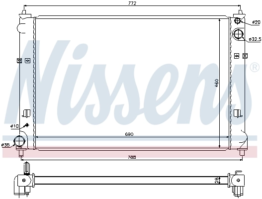 Radiateur, refroidissement du moteur NISSENS 68511