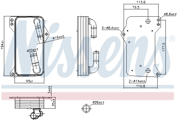 Radiateur d'huile de boîte automatique NISSENS 91505