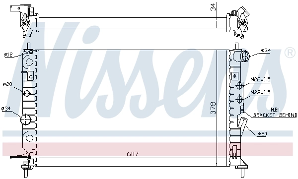 Radiateur, refroidissement du moteur NISSENS 63013A