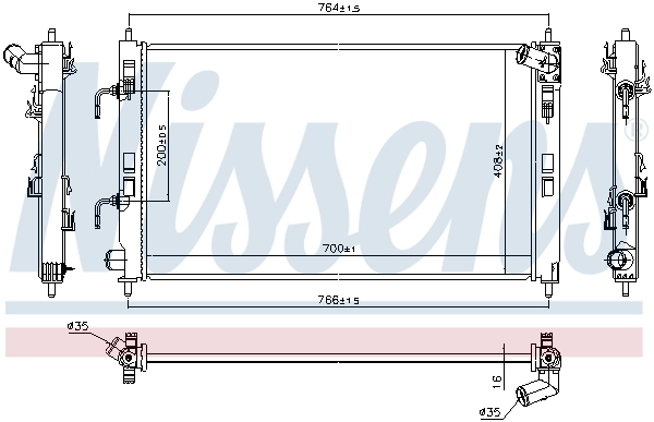 Radiateur, refroidissement du moteur NISSENS 628979