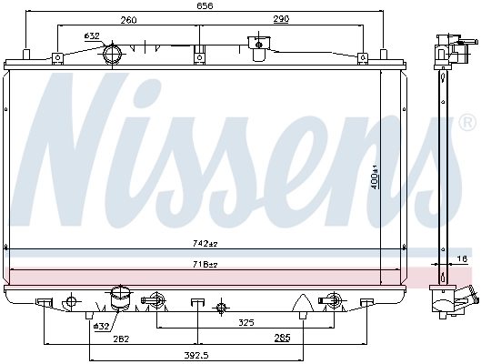 Radiateur, refroidissement du moteur NISSENS 69475