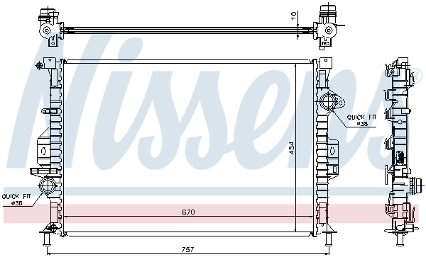 Radiateur, refroidissement du moteur NISSENS 66857
