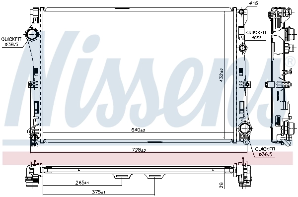 Radiateur, refroidissement du moteur NISSENS 627033