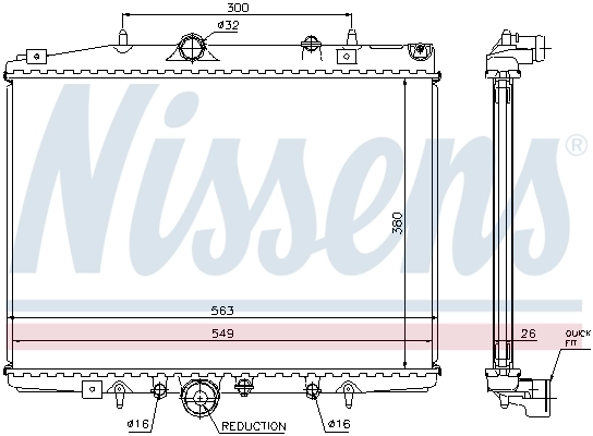 Radiateur, refroidissement du moteur NISSENS 63702
