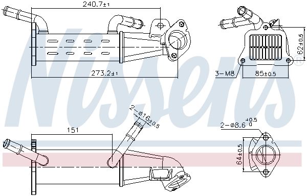 NISSENS 989451 — Радіатор віпрацьованних газів CITROEN JUMPER/ PEUGEOT BOXER (вир-во Nissens)