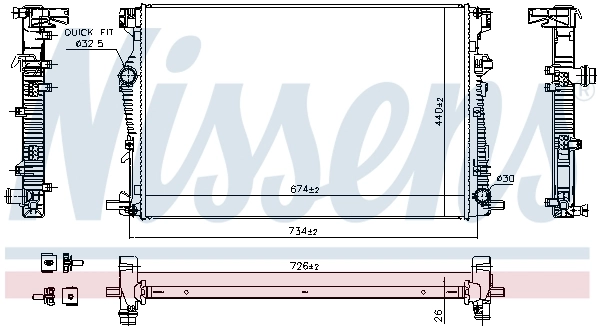 Radiateur, refroidissement du moteur NISSENS 61040