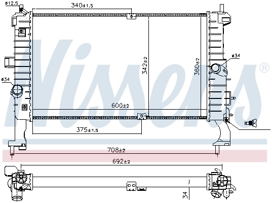 Radiateur, refroidissement du moteur NISSENS 63092
